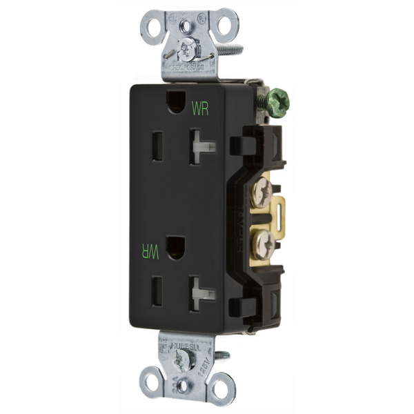 Hubbell Wiring Device-Kellems Commercial Specification Grade Style Line Decorator Duplex Receptacles DR20BLKWRTR